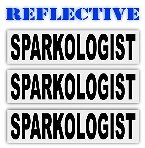 3 Pack | Reflective Construction Stickers, Hard Hat Stickers Electrician Sparkologist - Sticker Graphic - Construction Toolbox, Hardhat, Lunchbox, Helmet, Mechanic & More (Black)
