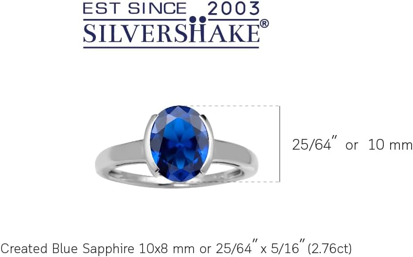 Silvershake 10X8mm Oval Shape Gemstones White Gold Plated or Yellow Gold Plated 925 Sterling Silver Half Bezel Set Right Hand Solitaire Ring Jewelry for Women - Image 3