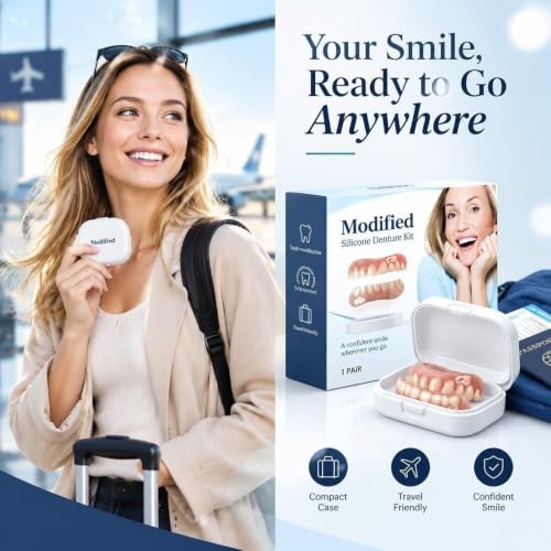 Flexible Natural Shade Silicone Dentures Full Smile Covers, Easy To Clean