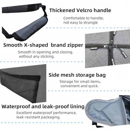 Image of Cooler Bag - Insulated Leak Proof Thermal Bag with Folding and X-Shape Zipper Design- Beach Travel Camping Lunch Cooler Bag Frozen Food Shopping Bags (Grey)