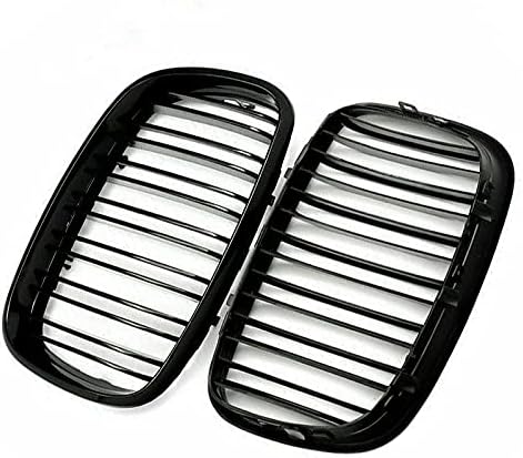 Miniatura 4 de XOPIYAO Rejilla frontal para riñón X5 X6, color negro brillante, ajuste 2007-2013 X5 E70 X6 E71 (parrilla de riñón de doble listón negro brillante)