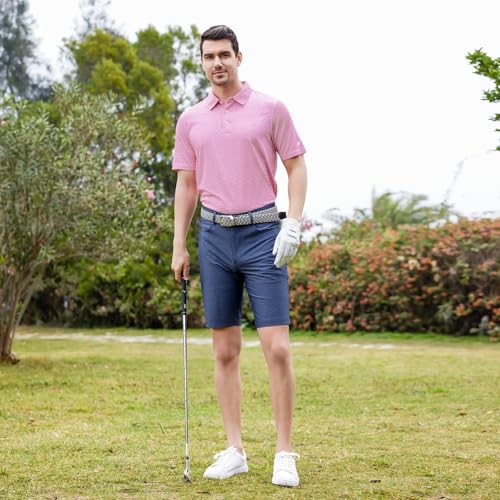 Image of Men's Golf Polo Shirts Short Sleeve Striped Performance Moisture Wicking Dry Fit Golf Shirts for Men