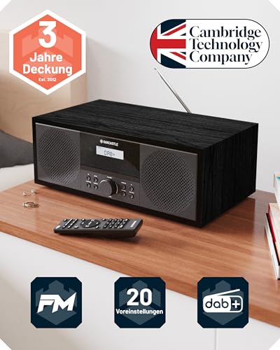 DAB Radio mit CD Player und Bluetooth | 60W Stereoanlage | Kompaktanlage mit USB | CD Player HiFi | UKW Radio...