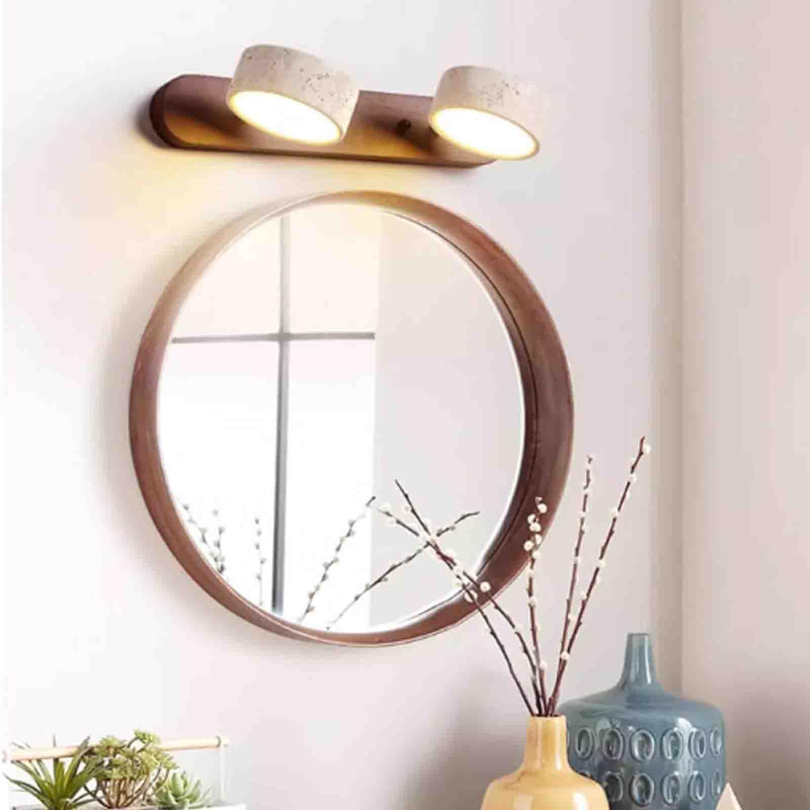 Applique Murale linéaire en Pierre Naturelle, Style Ferme, en Bois, travertin Jaune, 2, 3 ou 4 Lampes, éclairage de Salle de Bain sur Miroir, éclairage LED Rotatif à 180° (Noyer 51 cm)