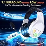 2.4GHz Wireless Gaming Headset for PC, PS5, PS4, Switch, USB Gaming Headphones with Noise Canceling Microphone, Bluetooth 5.4, RGB Lights, 60H Battery Headsets for Mac, Laptop, Mobile - Image 3