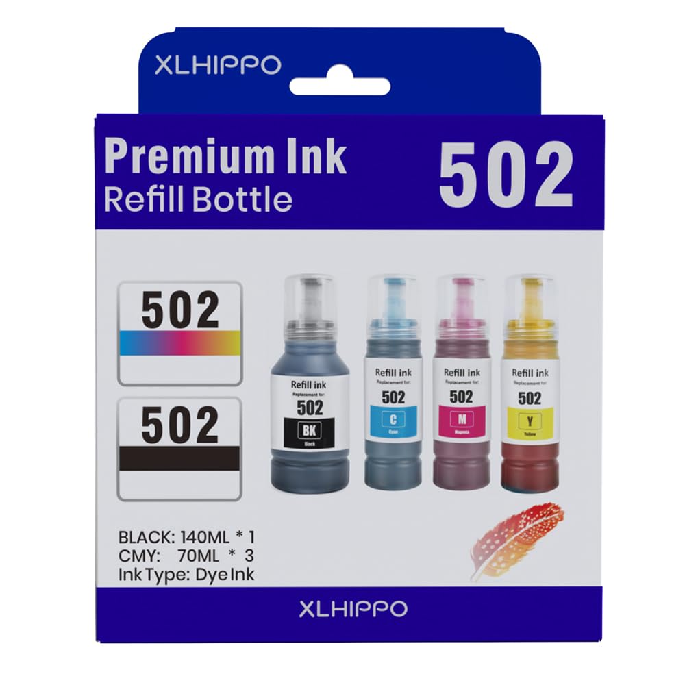 Koala 502 Ink Refill Kit (6 Bottles) For Epson ET-2760, 4760, 3850, 2850, 4850, ST-2000 Printers
