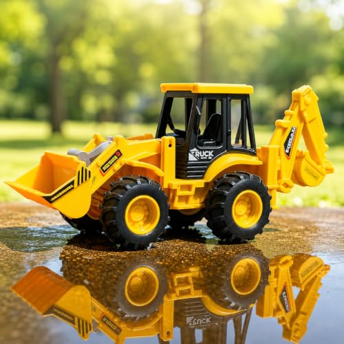 Image of Construction Vehicle Toy for Kids, JCB Excavator Loader Toy with Movable Front Loader & Backhoe, Heavy Duty ABS Plastic Bulldozer Truck, Sand Play Toy for Boys & Girls