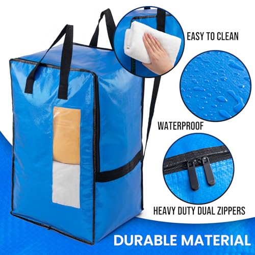 Image of TAILI 2 Pack Blue Moving Bags W /Adjustable Backpack Straps,Moving Supplies