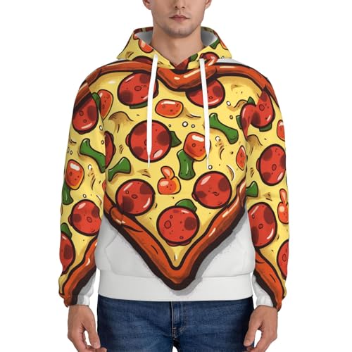 Men's Fleece Pullover Hoodie Long Sleeve Hooded I Love Pizza Heart Sweatshirt Casual Shirts With Pockets2