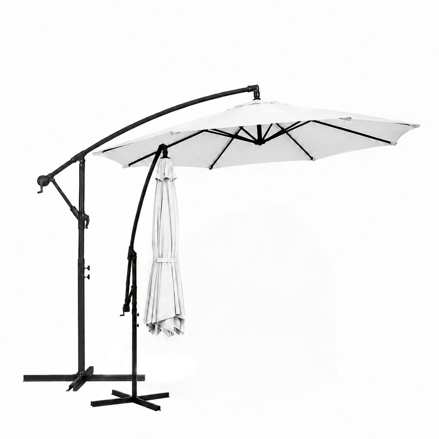 Avilia - Ombrellone da Giardino 300 cm Altezza 2,5 m con Braccio Decentrato, Tessuto Impermeabile e Anti Raggi UV, Apertura a Manovella, Design Moderno per Arredo Giardino per Esterno