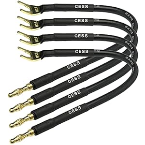 6 inch hifi-luidsprekerkabel jumpers draad/gemonteerd – Spade Plug naar bananenplug luidsprekerverbindingskabel – 4 Pack