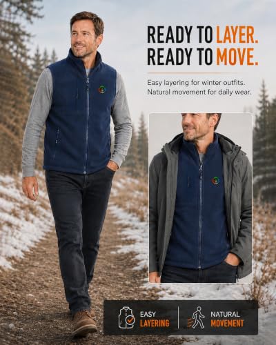 Image of KOVNLO Men's Heated Fleece Vest with 8 Heating Panels and Battery Pack