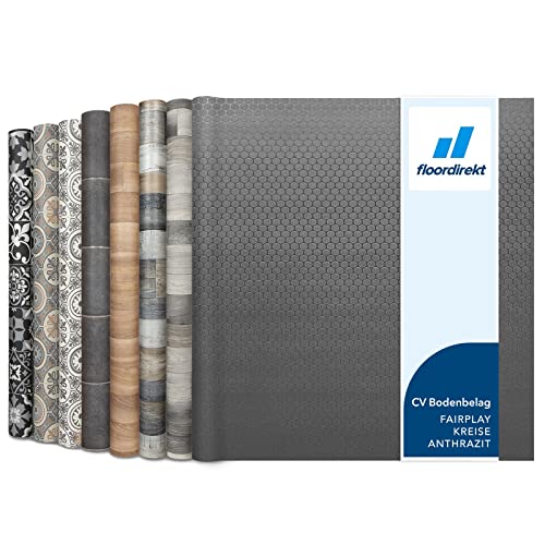 Floordirekt Revêtement de sol en PVC et linoléum - Vendu au mètre - Sol CV - Fairplay - 200 x 400 cm - Noir