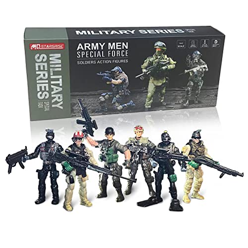 Mqstarsrise Soldiers Toy Army Toy Military Playset,6Pcs Army Men Action Figures,Army Men Set For Boys 8-14, Us Army Men And Swat Team With Weapons For Toddler 3+,Bithday Gift For Boys Girls #TOP17