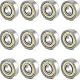 Confezione da 12 cuscinetti a sfera a doppia schermatura 608zz per skateboard, monopattini, pattini in linea e longboard