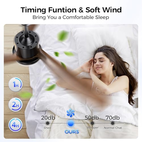 Acesal Wood Ceiling Fans With Lights: 52 Inch Outdoor Ceiling Fan With And Lights Remote Noiseless Dc Motor 6 Speeds Timing 3 Downrods Reversible Modern Ceiling Fan For Outdoor Patio Indoor Bedroom-Walnut thumb #6