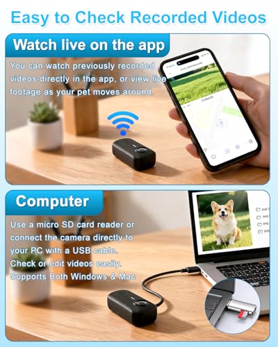 Cat Camera Collar with Phone APP & 1080P HD Video Record,XS-Size Pet POV Cam for Cats & Small Dogs,Mini Small Sports Video Cameras for Pets(Included 8GB SD Card),Pet Supplies Gift for Pet Owners - Image 6