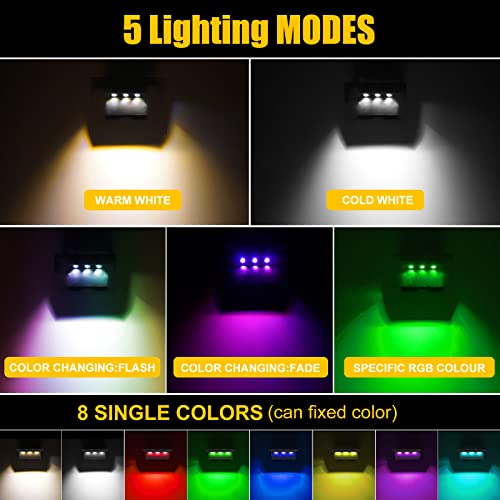 Aumio Solar Fence Lights Outdoor Waterproof, 6 Pack Solar Deck Lights With Warm White/Cool White/Rgb 8 Specific Colors 3 Led Solar Step Lights For Fence Stairs Yard Patio Porch Pool Outdoor Decor #TOP1