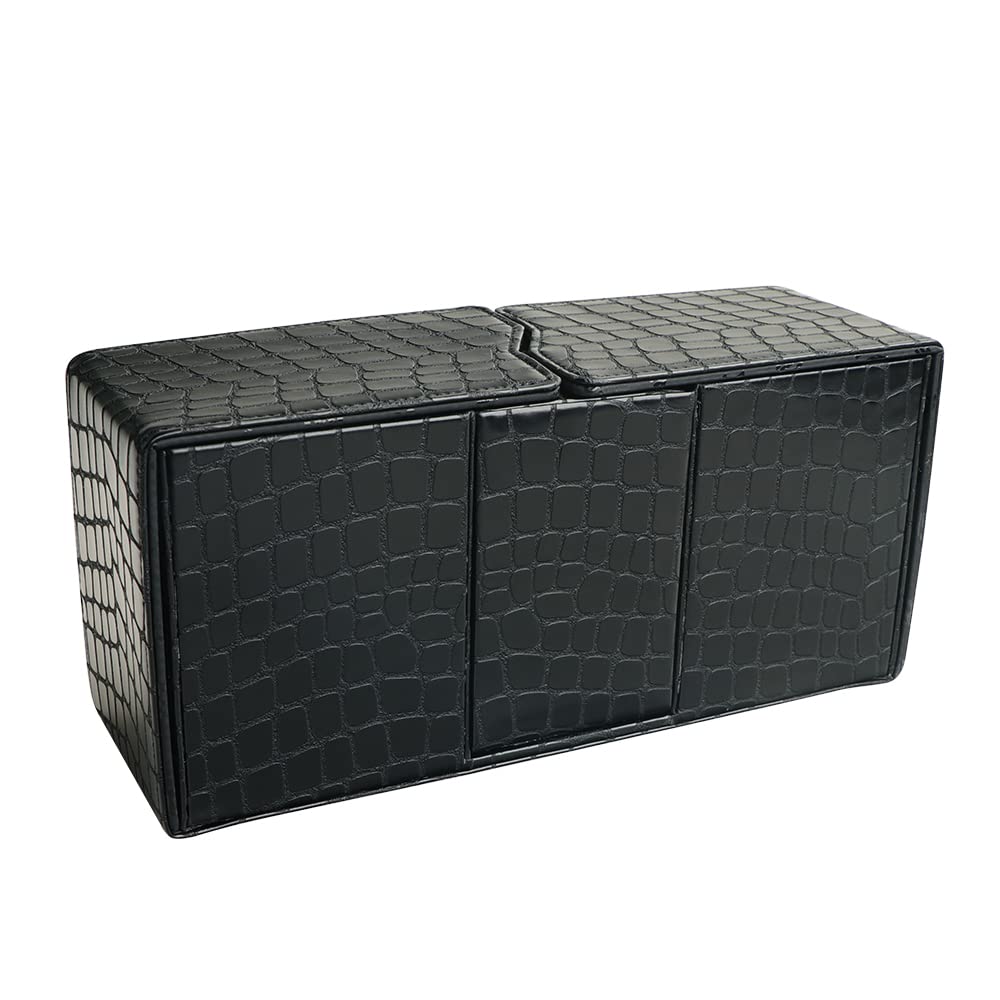 HENWEI Deck Box Protector for MTG Pokémon Gathering Game or Baseball Card - Alcove Flip N Tray, Premium PU(Black2)