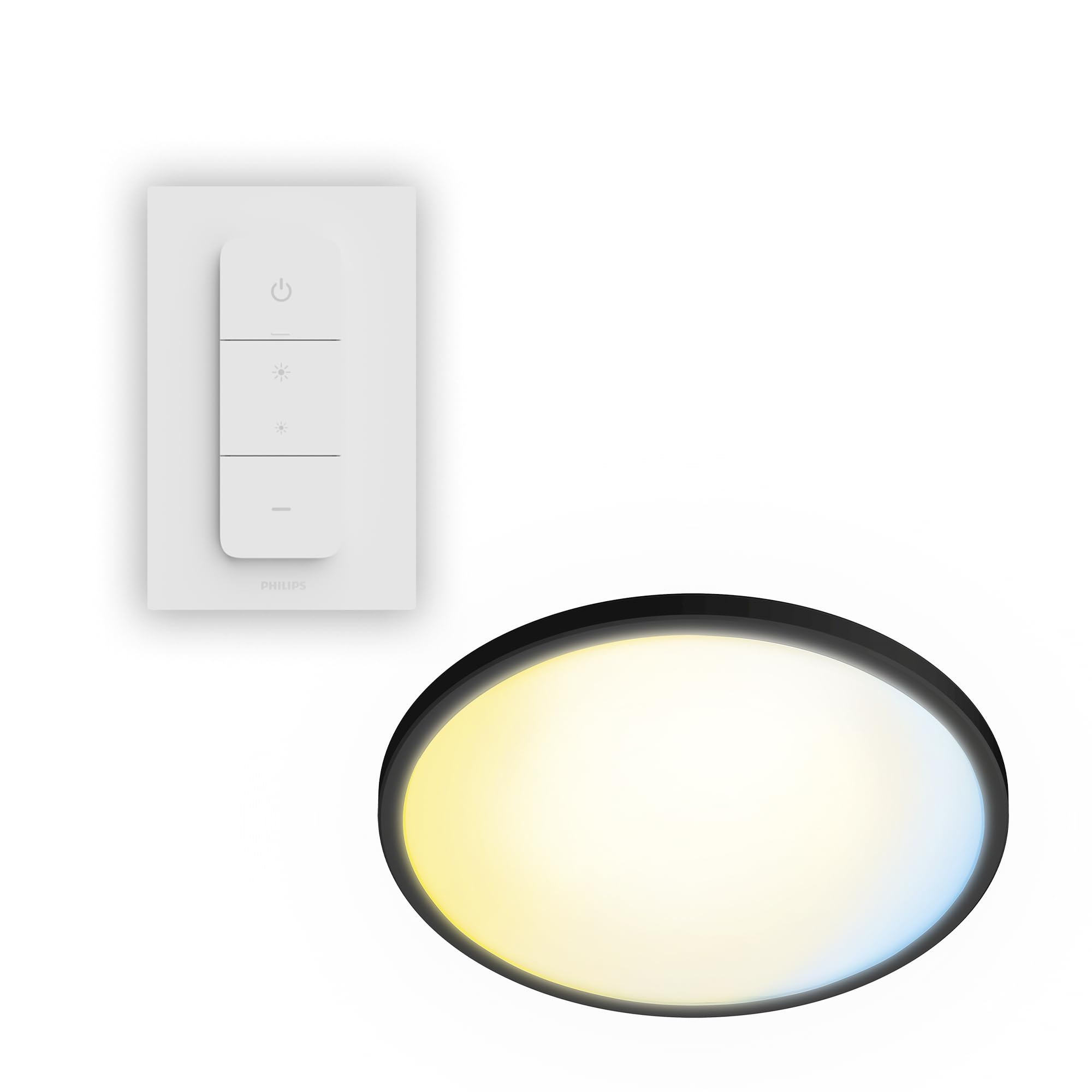Philips Superslim Remote Control Ceiling, 5 pre-Set Lighting Scenes, Deep dimming to 1%, Easy to Control, Easy to Install, Slim Design, 22W, Round, Black