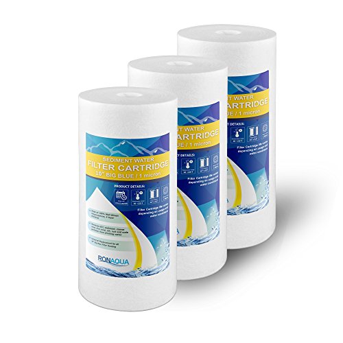 3PP-10B 1-Micron Big Blue Whole House Water Filter Sediment, 10-Inch, WELL-MATCHED with RFC-BBSA, W15-PR, WFHD13001B, GXWH35F, GXWH30C, HF45-10BLBK10PR and AP817 3-Pack