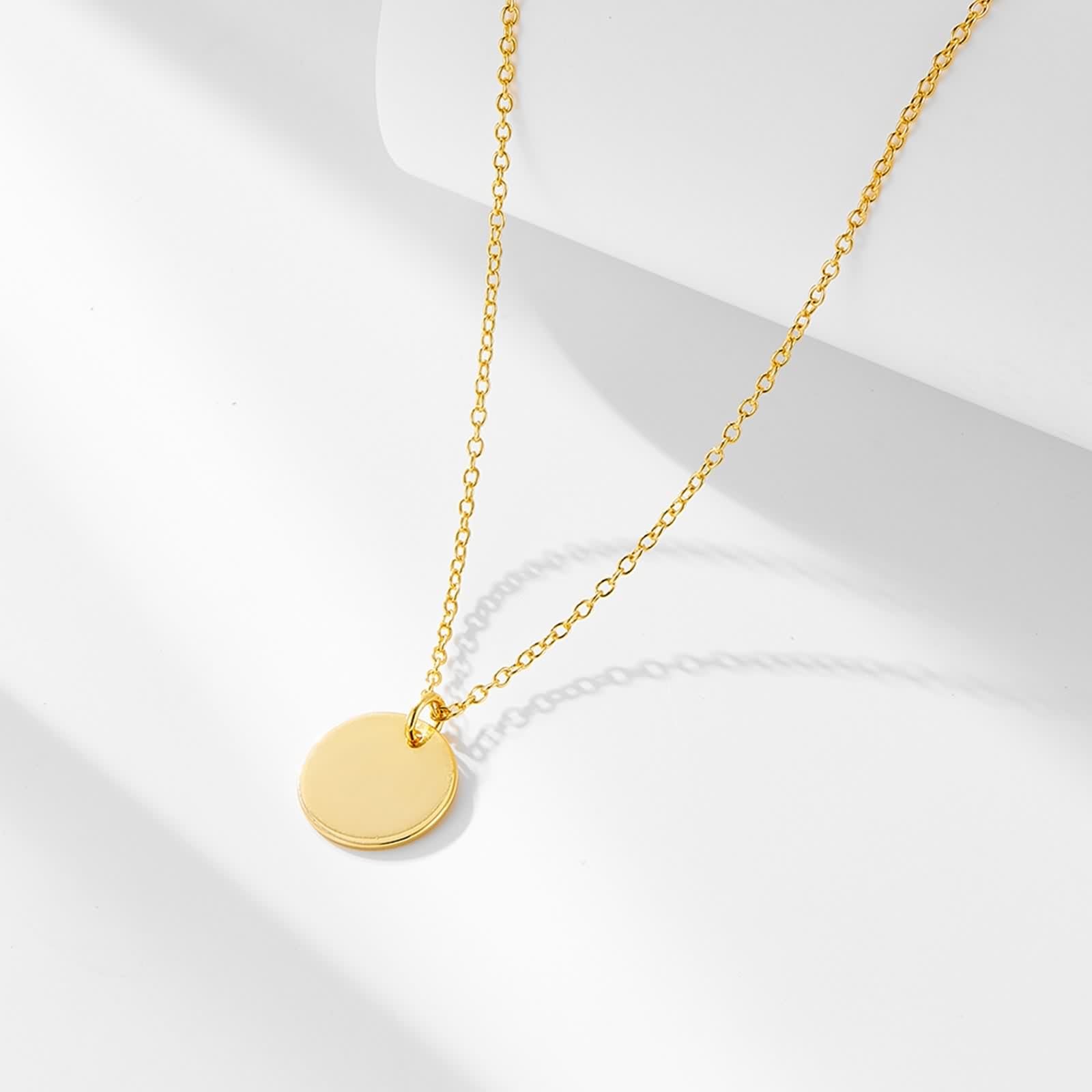 Collane Donna Oro, Collana Lunga Elegante Ciondolo Catenina Gioielli Oro Giallo 9K/14K/18K Piatto Semplice 40+5cm