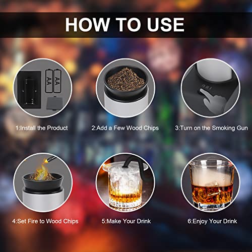 Souroyea Smoke Gun for Cooking, Smoke Gun for Cocktails, Smoking Gun Food Smoker, Old Fashioned Drink Cocktail Smoker Kit, Bourbon Whiskey Portable Smoker Infuser, Birthday Gifts for Man, Dad, Husband