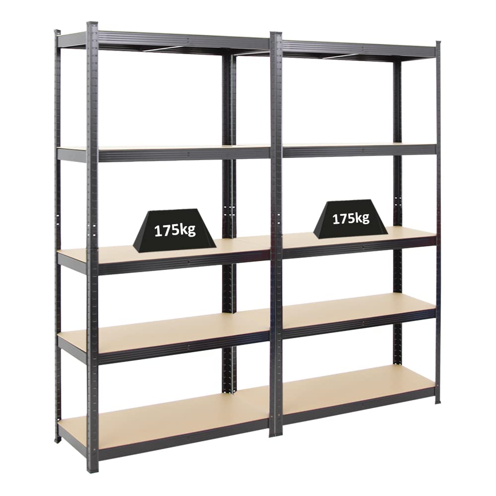 PROREGAL Mega Deal Schwerlastregal Ragnar 180x90x40 cm mit Fachlast 175kg Schwarz Garagenregal Kellerregal Werkstattregal Lagerregal Steckregal