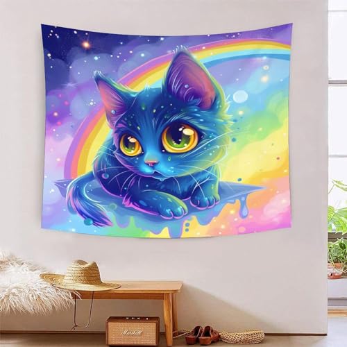 Tapisserie murale chat 3D tissu deco chambre nappe grand format decoration murale 180x230