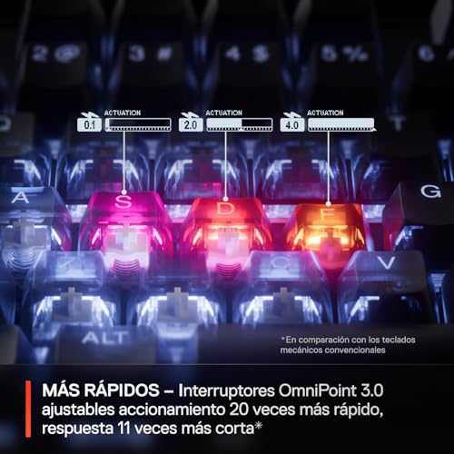 Image of SteelSeries Apex Pro Gen 3 OmniPoint 3.0 HyperMagnetic Switches - Adjustable Actuation - Rapid Trigger - Game-Ready Presets - Protection Mode - Rapid Tap /SOCD - OLED - RGB - PBT Keycaps - USB-C