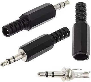 عدد 5 قطع من جاك صوت 3 طرف 5 قطعة - Female Port Socket Jack Connector Repair Audio Male Plug 3.5mm 3Pole Stereo Plastic Casing Cable Solder Adapter Headphone Replacement Adapter