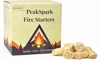 PeakSpark Natural Fire Starters – 100 Wax-Infused Wood Fiber Fire Starter Sticks for Camping, BBQ, Fire Pits, Fireplaces & Wood Stoves | Easy to Light, Smokeless, Long-Burning, Eco-Friendly.