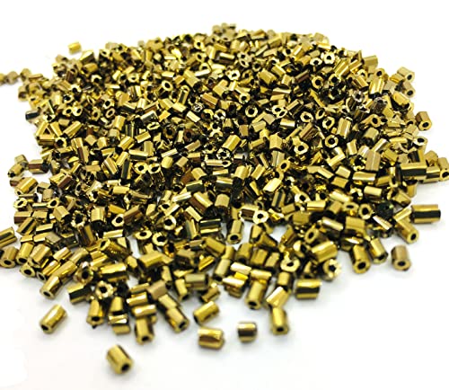 5000 x Rocailles Beads 2 mm Glass Bar Beads Tubes Seed Beads (Gold Bronze Metallic) - Image 2