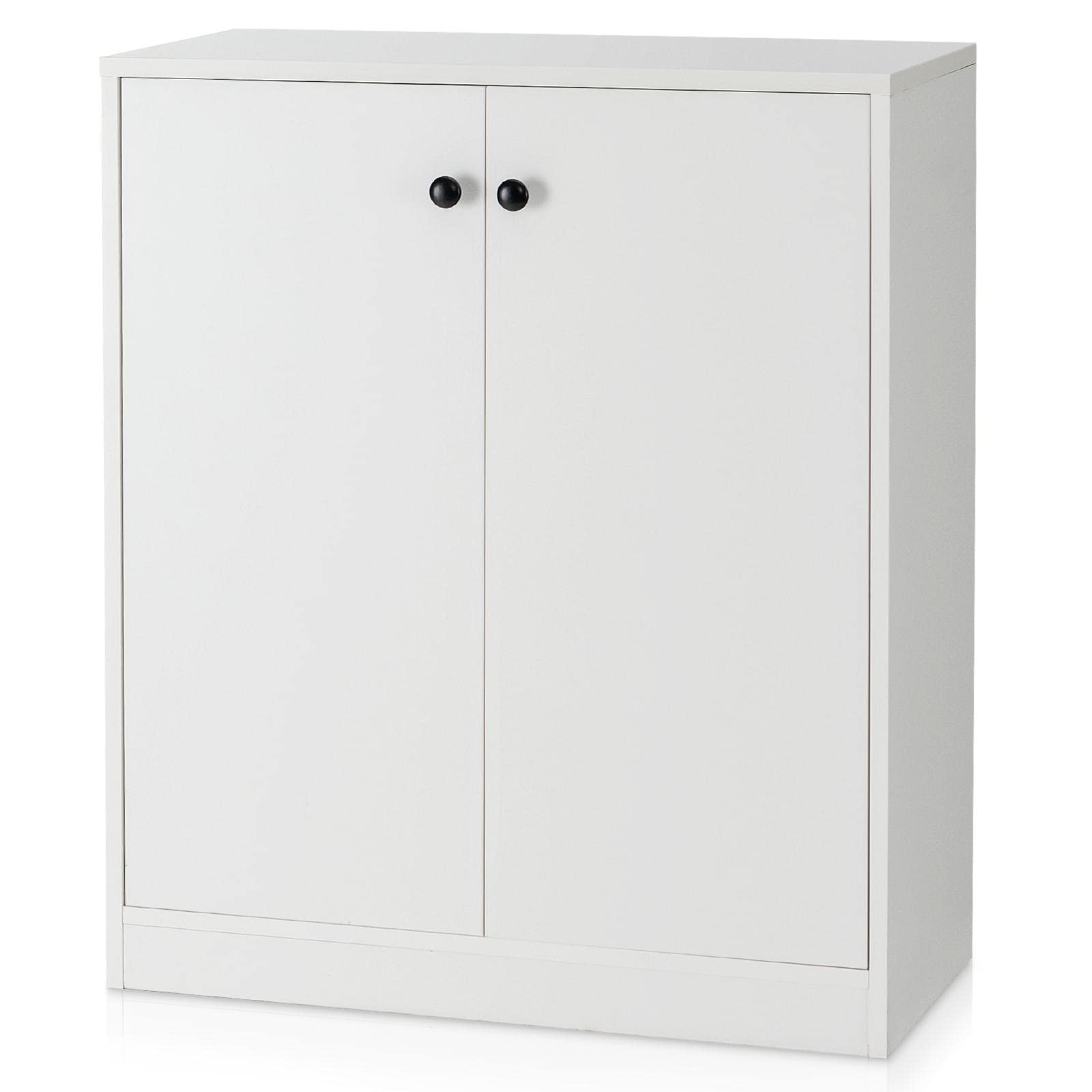 TANGZON Storage Cabinet, Wooden Buffet Sideboard with Doors, Shelves/Drawers, Freestanding Cupboard Unit for Kitchen Living Room Dining Room Hallway (2 Doors, White)