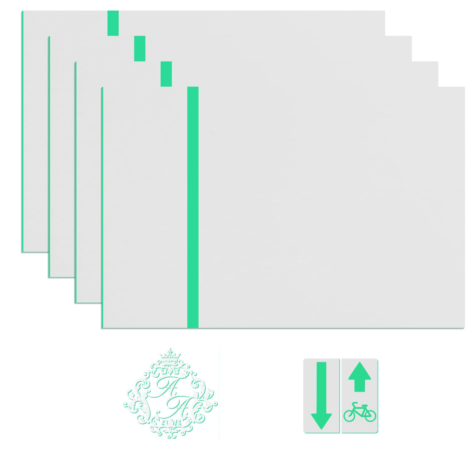 Pack of 4 20 x 30 cm White Acrylic Signs for Laser Engraving, Personalised Plastic Signs Made to Measure for Home, Office, Shop, White Panel with Green Engraved