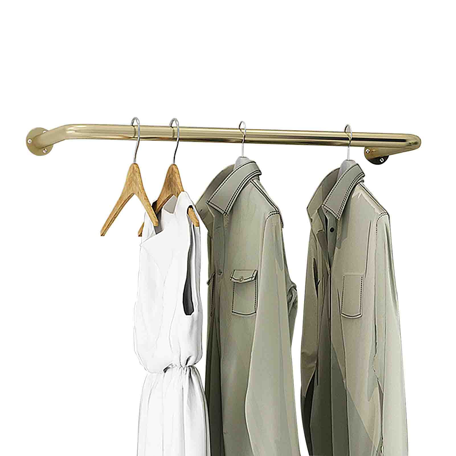 Étagère murale vêtements or en métal style tuyauterie industrielle pour dressing
