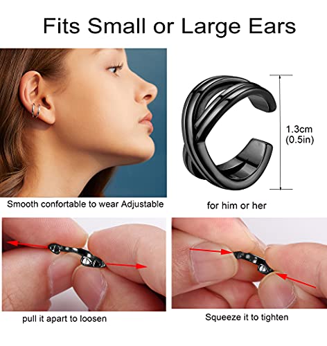 CASSIECA Women's Adjustable Non-Piercing Ear Cuffs Earrings Clip On Cartilage Helix Wrap Ear Jewelry Set2
