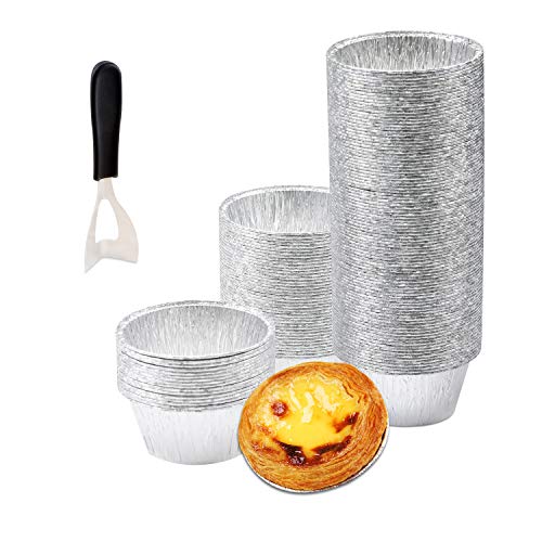 Aluminum Foil Baking Cups 200 Pack Disposable 4 Oz Ramekins Aluminum Cupcake Muffin Liners Silver Foil Baking Cups for Cupcake Muffin Creme Brulee Egg Tart Souffle Pudding