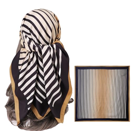 Women's Square Silk Like Head Scarf Large 35 inch Silk Feeling Hair Wrapping Satin Scarves for Sleeping Bandanas