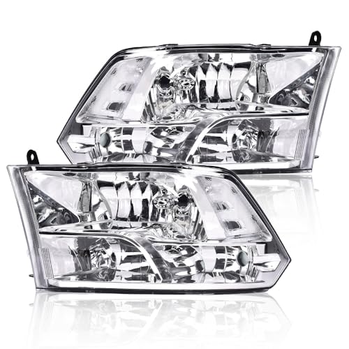 Image of GRAND ORANGE Headlights Assembly Compatible with 2009-2012 Dodge Ram 1500 2500 3500 Clear lens Chrome Housing CH2519135 CH2518135 CH2503217 CH2502217