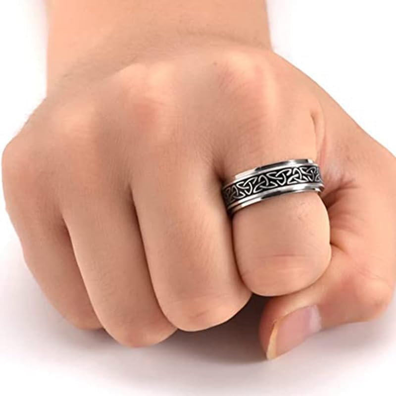 Miniatura 2 de HUXICUI Anillos giratorios de nudo celta para hombres Anillos de banda antiestrés para mujer para aliviar la ansiedad y el estrés Anillo giratorio