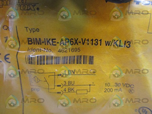 TURCK BIM-IKE-AP6X-V1131 W/KLI3 (4621695), 1 LED, 10-30 VDC, 3 PIN, ACTIVE FACE ON END, EMBEDDABLE, INDUCTIVE, KLI3 BRACKET, MAGNET OPERATED, METAL, NORMALLY OPEN, PICOFAST MALE/METAL, PNP (SOURCING),