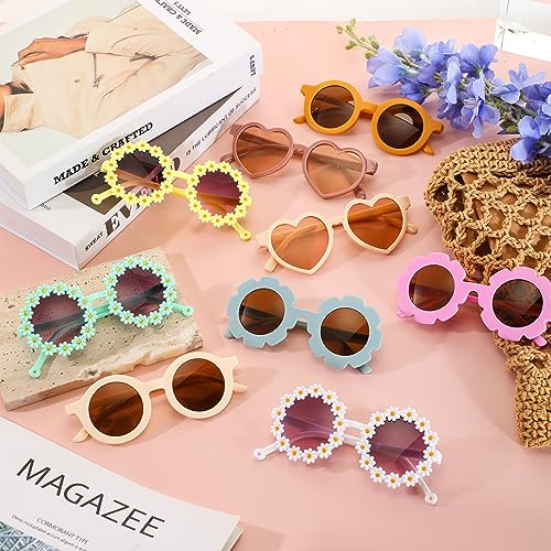 Kanayu 24 Pcs Kids Round Flower Sunglasses Toddler Cute Round Polarized Baby Sunglasses Outdoor UV Protection2