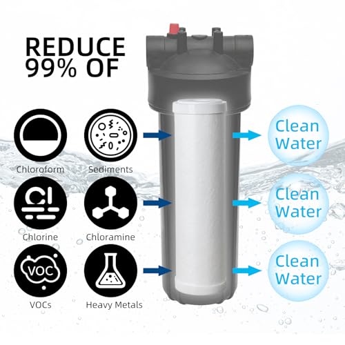 Image of Filterelated RV Water Filter System Camping Vehicle Composite Filter Element Multi stage Filtration can reduce chlorine,lead,heavy metals,and odors,including hoses.Outdoor Gardens (BLACK, 10″)