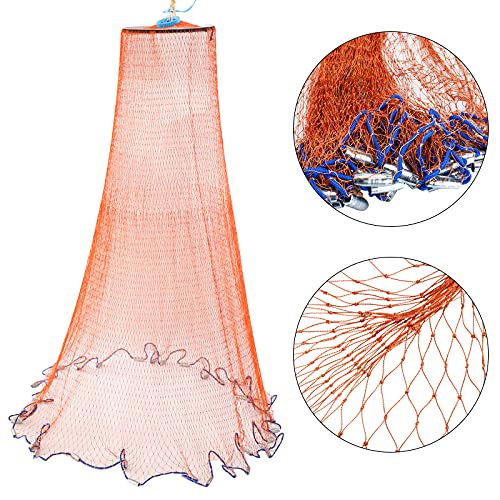 Amarine Made 7.8Ft Fishing Cast Net 0.8Inch Mesh Size For Bait Trap Fish Freshwater Saltwater Fishing Net With Storage Bag (Brown) #TOP2