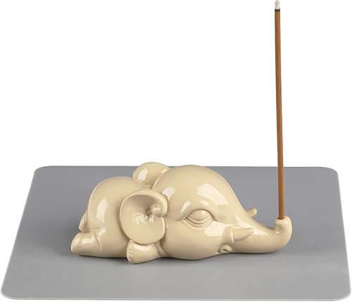Cacukap Lindo quemador de incienso de elefante, soporte de incienso para palos, bandeja de incienso con temática de elefante, adorable decoración