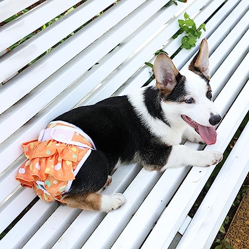 Image of Washable Dog Diapers Female 3 Pack Reusable Premium Highly Absorbent Puppy Diapers, Flexible Doggie Diapers, Durable Leak-Proof Dot Doggy Diapers for Period Heat Incontinence Potty Training, S
