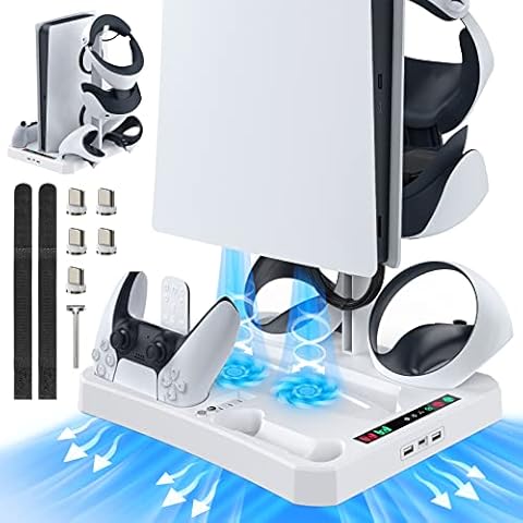 MoKo Ladestation Ständer Kompatibel mit Playstation VR2 und PlayStaion 5, 3-in-1 Ladedock Ständer Cover