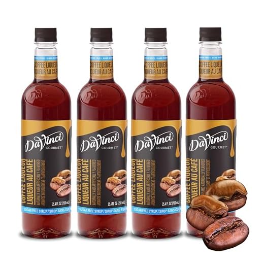 DaVinci Gourmet Sugar-Free Coffee Liqueur Syrup, 25.4 Fluid Ounces (Pack of 4)