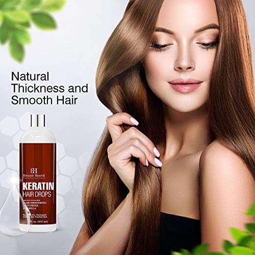 Botanic Hearth Keratin Anti Frizz Hair Serum for Frizzy and Damaged Hair, Infused with Keratin Protein & Olive Oil, Strengthens & Protects, All Hair Types - Smooth & Silky feel, Men & Women - 8 fl oz